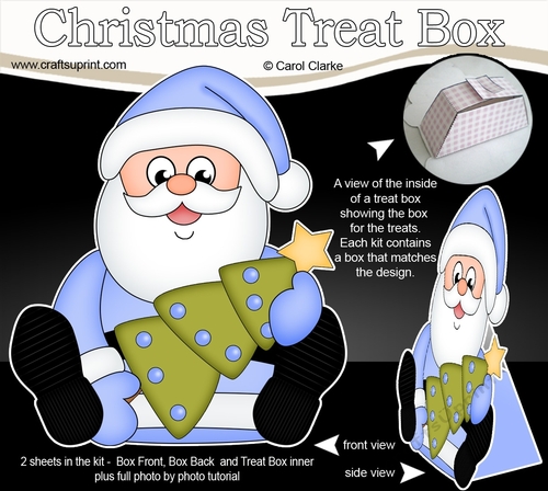 3D Christmas Treat Box Mini Kit - Santa an Xmas Tree