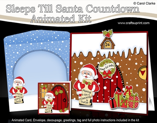3D Animated Sleeps Till Santa Christmas Gingerbread House Countdown Card Kit - Santa is checking his List!