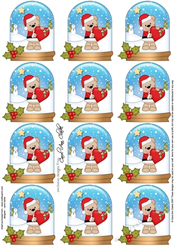 Christmas Teddy Snow Globe Gift Tags