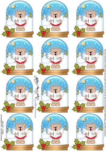 Christmas Teddy Snow Globe Gift Tags