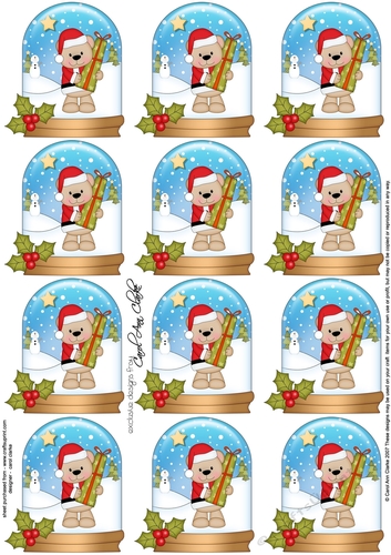 Christmas Teddy Snow Globe Gift Tags