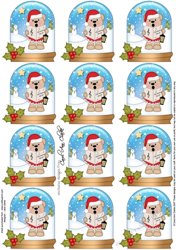 Christmas Teddy Snow Globe Gift Tags