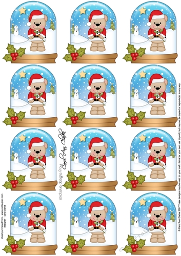 Christmas Teddy Snow Globe Gift Tags