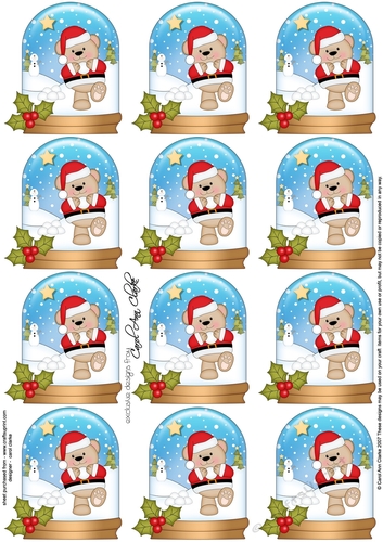 Christmas Teddy Snow Globe Gift Tags
