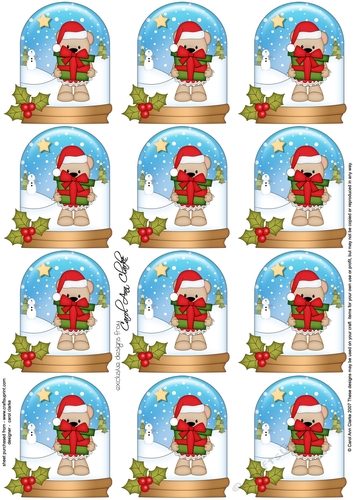 Christmas Teddy Snow Globe Gift Tags