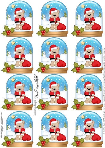 Christmas Teddy Snow Globe Gift Tags