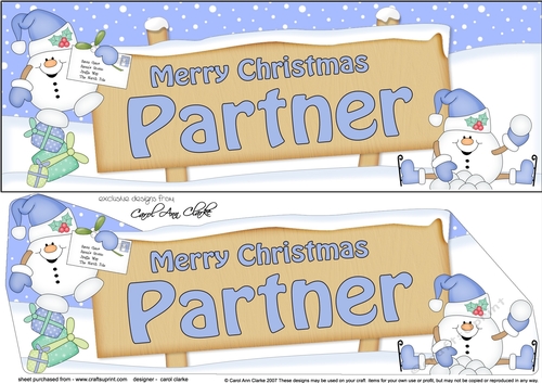 large DL Merry Christmas PARTNER with Snowball Sam 3D decoupage