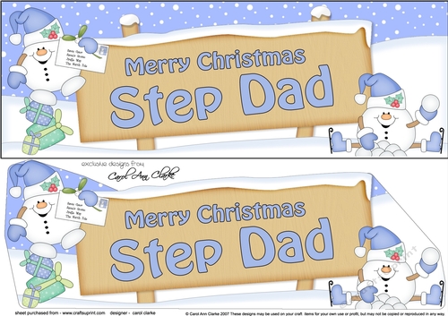 large DL Merry Christmas STEP DAD with Snowball Sam 3D decoupage