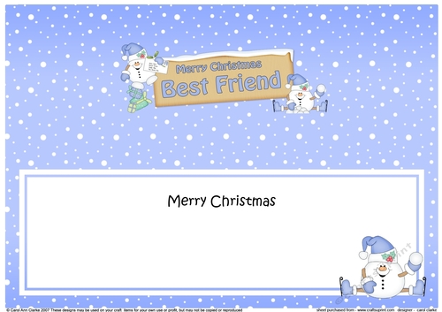 Large DL Merry Christmas BEST FRIEND with Snowball Sam insert