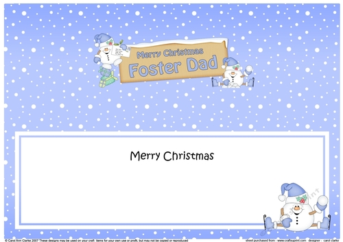 Large DL Merry Christmas FOSTER DAD with Snowball Sam insert