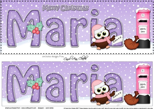 Large DL Merry Christmas MARIA 3D decoupage 