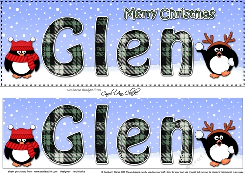 Large DL Merry Christmas GLEN 3D decoupage 