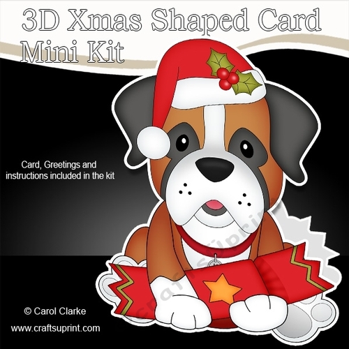 3D Shaped Christmas Card Kit - Little Boxer Dog