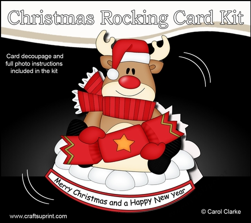 3D Shaped Rocking Christmas Card Mini Kit - Rudolph has an Xmas Cracker