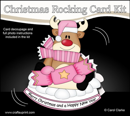 3D Shaped Rocking Christmas Card Mini Kit - Rudolph has an Xmas Cracker
