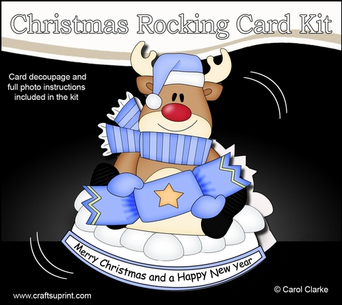 3D Shaped Rocking Christmas Card Mini Kit - Rudolph has an Xmas Cracker