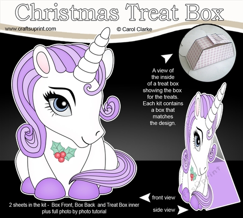 3D Christmas Treat Box Gift Set Mini Kit - Cute Little Unicorn
