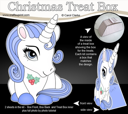 3D Christmas Treat Box Gift Set Mini Kit - Cute Little Unicorn