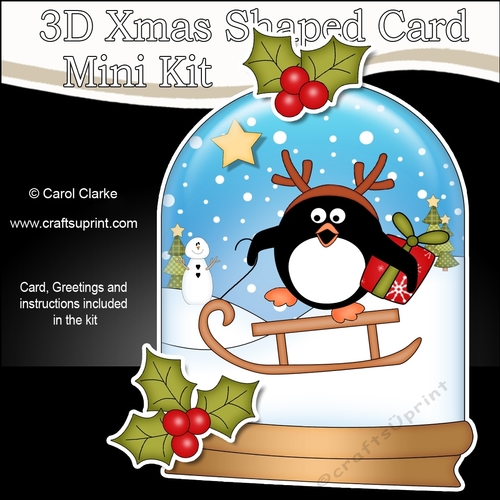 3D Shaped Christmas Snow Globe Card Kit - Pip Penguin