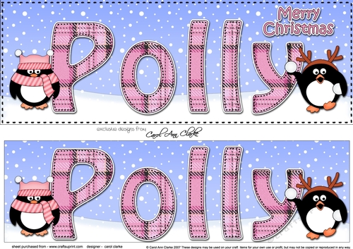 Large DL Merry Christmas POLLY 3D decoupage 