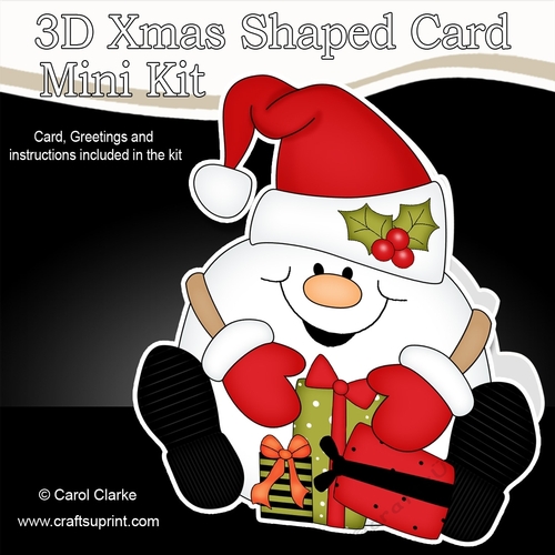3D Shaped Christmas Card Kit - Snowball Sam has Xmas Presents