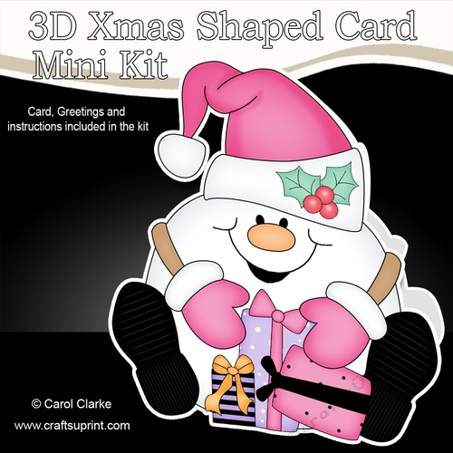 3D Shaped Christmas Card Kit - Snowball Sam has Xmas Presents