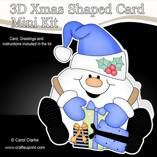 3D Shaped Christmas Card Kit - Snowball Sam has Xmas Presents