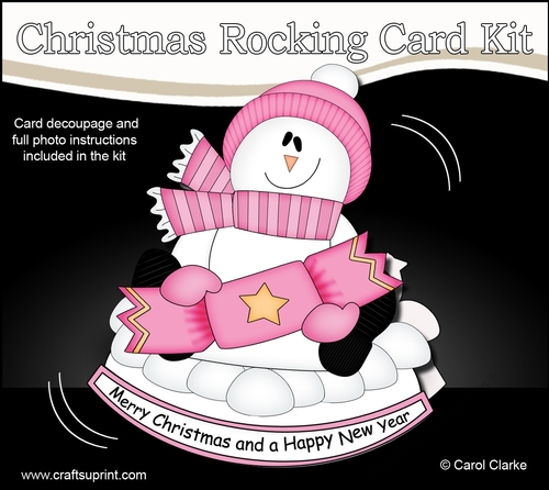 3D Shaped Rocking Christmas Card Mini Kit - Snowman Rio has an Xmas Cracker