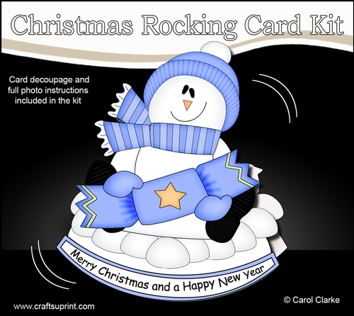 3D Shaped Rocking Christmas Card Mini Kit - Snowman Rio has an Xmas Cracker