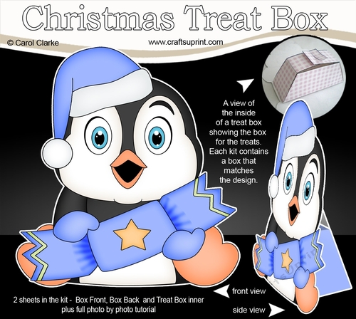 3D Christmas Treat Box Gift Set Mini Kit - Pip Penguin has an Xmas Cracker