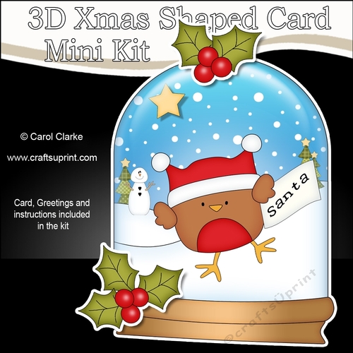 3D Shaped Christmas Snow Globe Card Kit - Bobbin Robin has a Letter for Santa