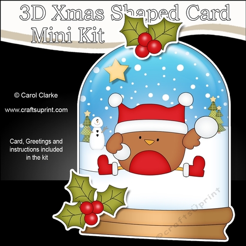 3D Shaped Christmas Snow Globe Card Kit - Bobbin Robin is Snowballing!