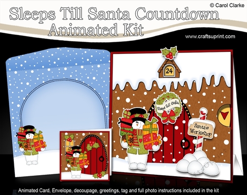 3D Animated Sleeps Till Santa Christmas Gingerbread House Countdown Card Kit - Snowman Rio
