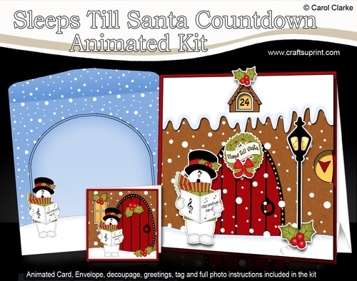 3D Animated Sleeps Till Santa Christmas Gingerbread House Countdown Card Kit - Snowman Rio