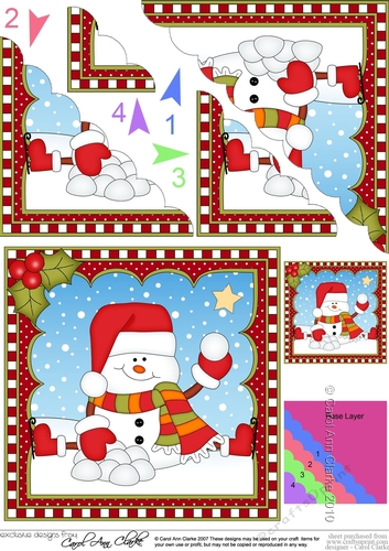 Christmas Scalloped Corner Stacker Snowman Oli