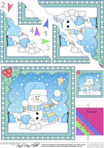 Christmas Scalloped Corner Stacker Snowman Oli