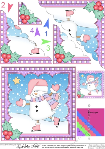 Christmas Scalloped Corner Stacker Snowman Oli