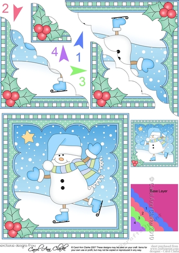 Christmas Scalloped Corner Stacker Snowman Oli