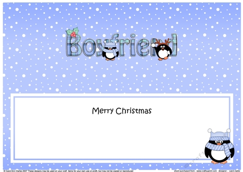 Large DL Merry Christmas BOYFRIEND insert with Penguins