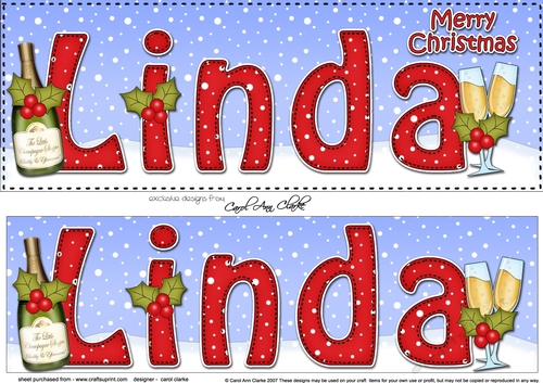 Large DL Merry Christmas LINDA 3D decoupage 