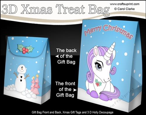 3D Christmas Gift Bag Mini Kit - Cute Little Unicorn Magic