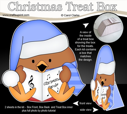 3D Christmas Treat Box Gift Set Mini Kit - Bobbin Robin is Carol Singing