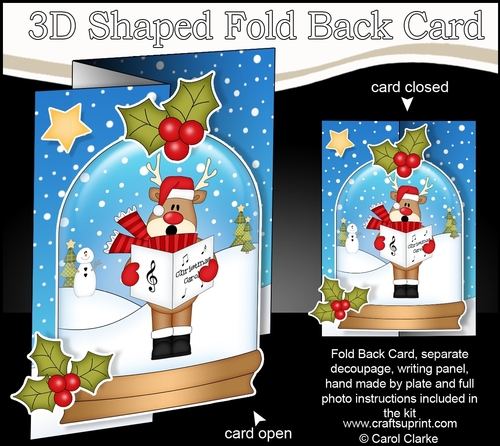Christmas 3D Shaped No-Hole Fold Back Mini Kit - Rudolph is Carol Singing