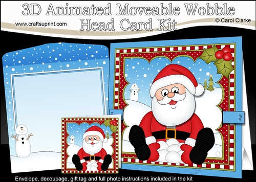 3D Animated Christmas Moveable Wobble Head Card - Santa is Snowballing