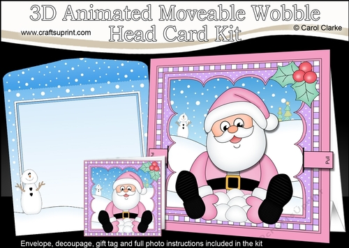 3D Animated Christmas Moveable Wobble Head Card - Santa is Snowballing
