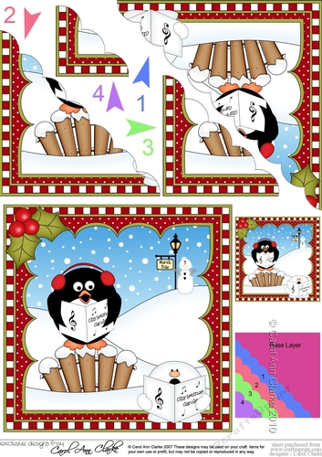 Christmas Penguin Scalloped Corner Stacker