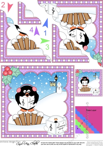 Christmas Penguin Scalloped Corner Stacker