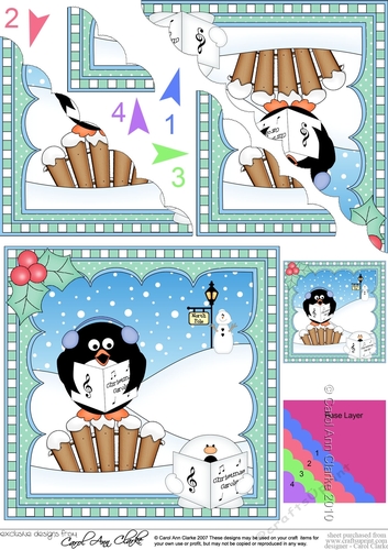 Christmas Penguin Scalloped Corner Stacker