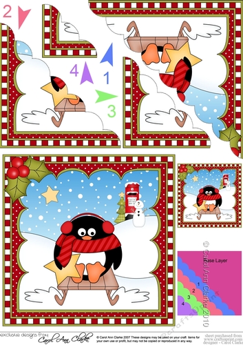 Christmas Penguin Scalloped Corner Stacker