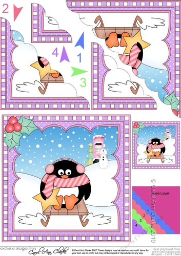 Christmas Penguin Scalloped Corner Stacker